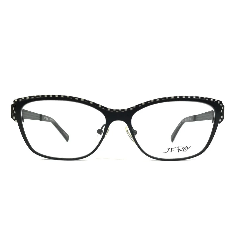 J.F. Rey Eyeglasses Frames JF2554 0010 Black White Checkered Cat Eye54-15-136